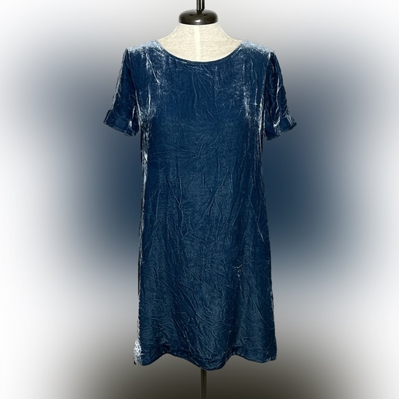 Sundance Dresses & Skirts - Sundance Silk & Rayon Short Sleeve Velvet Dress in Blue - Size Small
